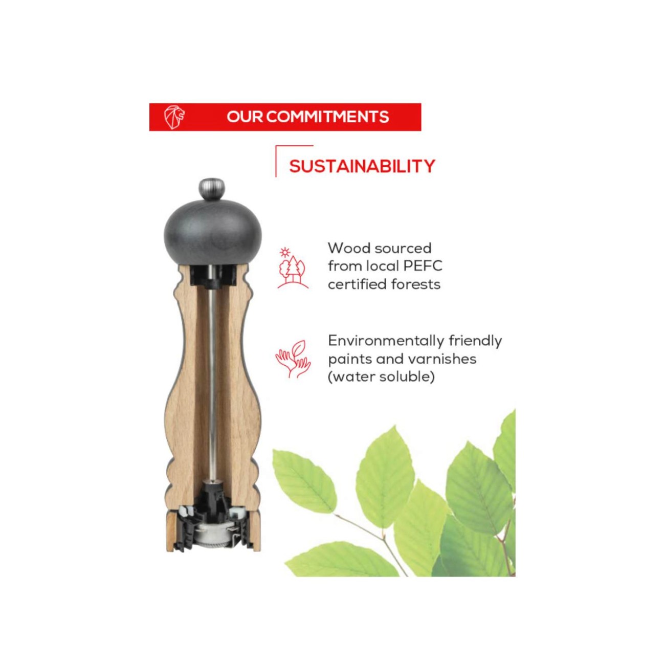 Peugeot Μύλος πιπεριού 15 εκ. σειρά olive wood Fidji Μύλοι Πιπεριού/Μύλοι Αλατιού