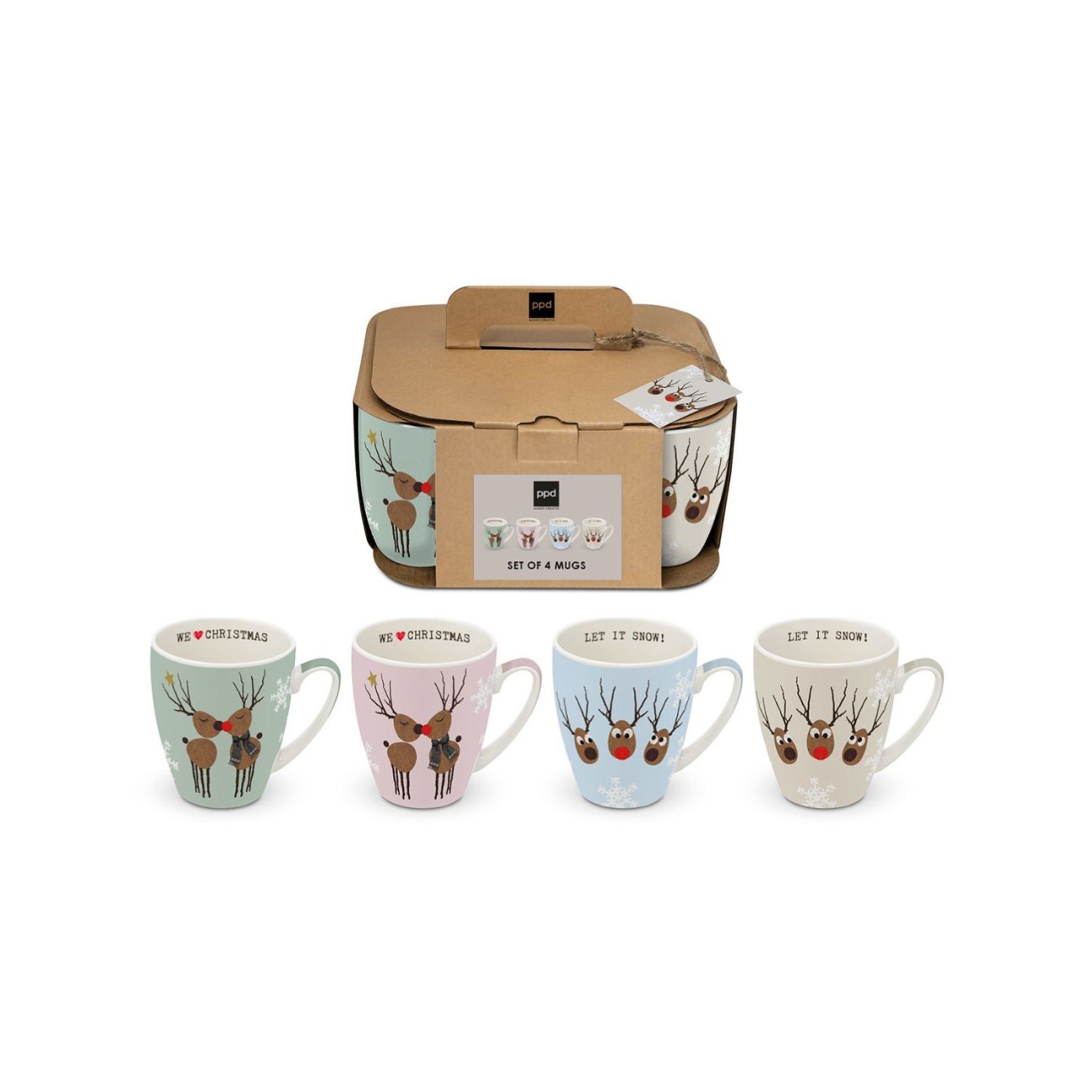 Paperproducts Design - PPD Σετ 4τεμ. 350ml κούπες σειρά We Love Christmas Χριστουγεννιάτικα