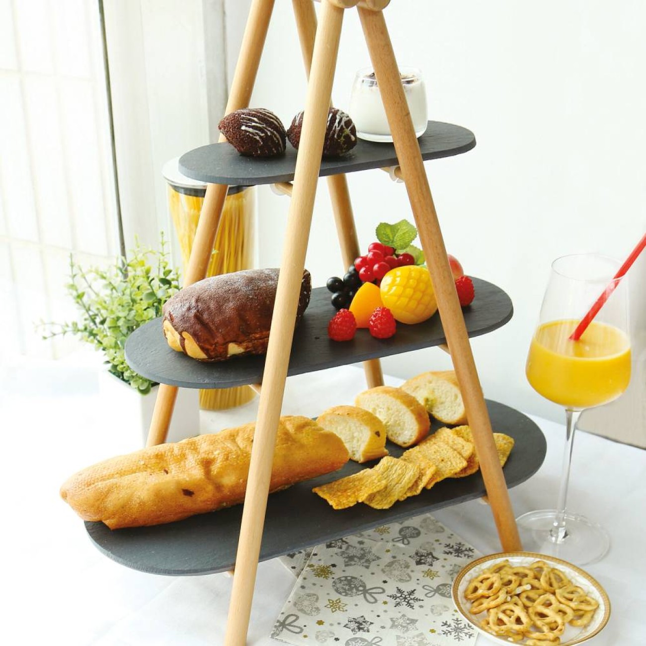 Paderno Πιατέλλα τριπλή 25x4,5x54 εκ. Wood  Δίσκοι σερβιρίσματος