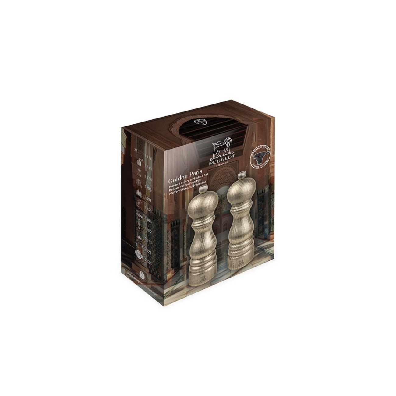 Peugeot Σετ 2 τεμ μύλος πιπεριού & αλατιού 18 εκ Golden σειρά Boreal 