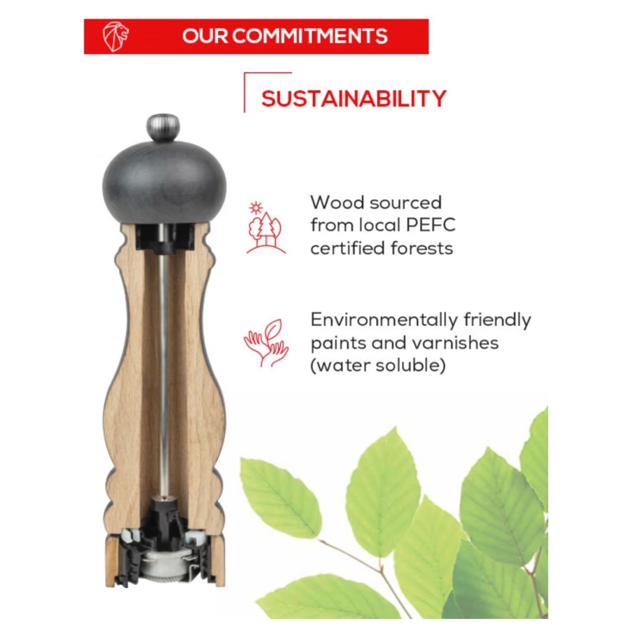 Peugeot Μύλος πιπεριού 12 εκ Fern Green σειρά Boreal 