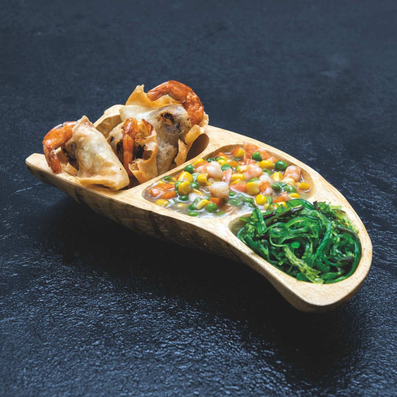 Paderno Μπολ 3 θέσεων ξηρών καρπών/Sushi Bamboo σειρά Happy Hour Αξεσουάρ Σερβιρίσματος