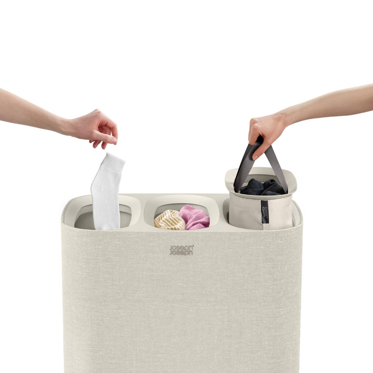 Joseph Joseph Καλάθι απλύτων 90lt. 71x39,5x59 cm μπεζ σειρά Tota Trio Κάδοι απλύτων