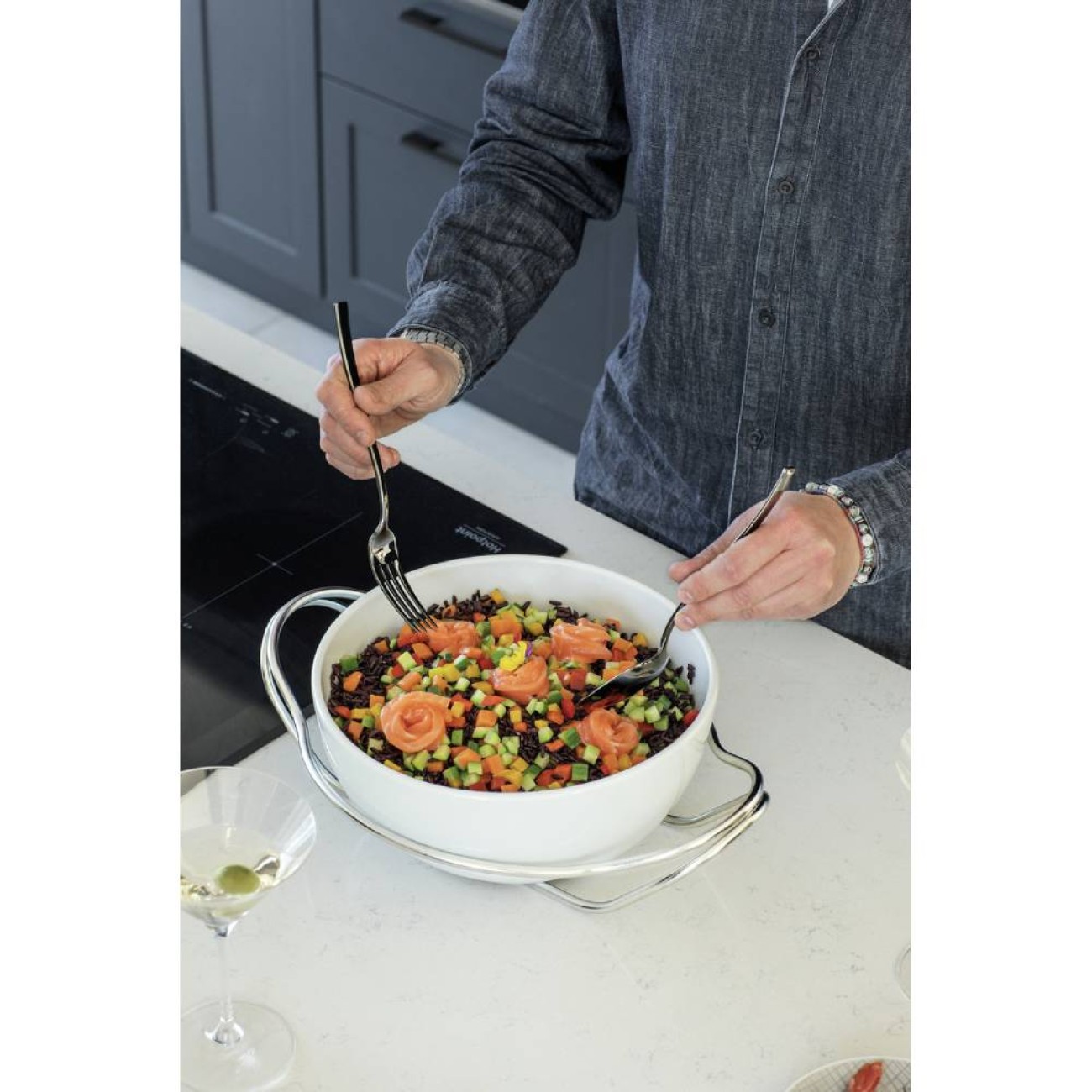 Sambonet Σετ σαλάτας 2τεμ. Σείρα Rock pvd black Σερβίρισμα σαλάτας