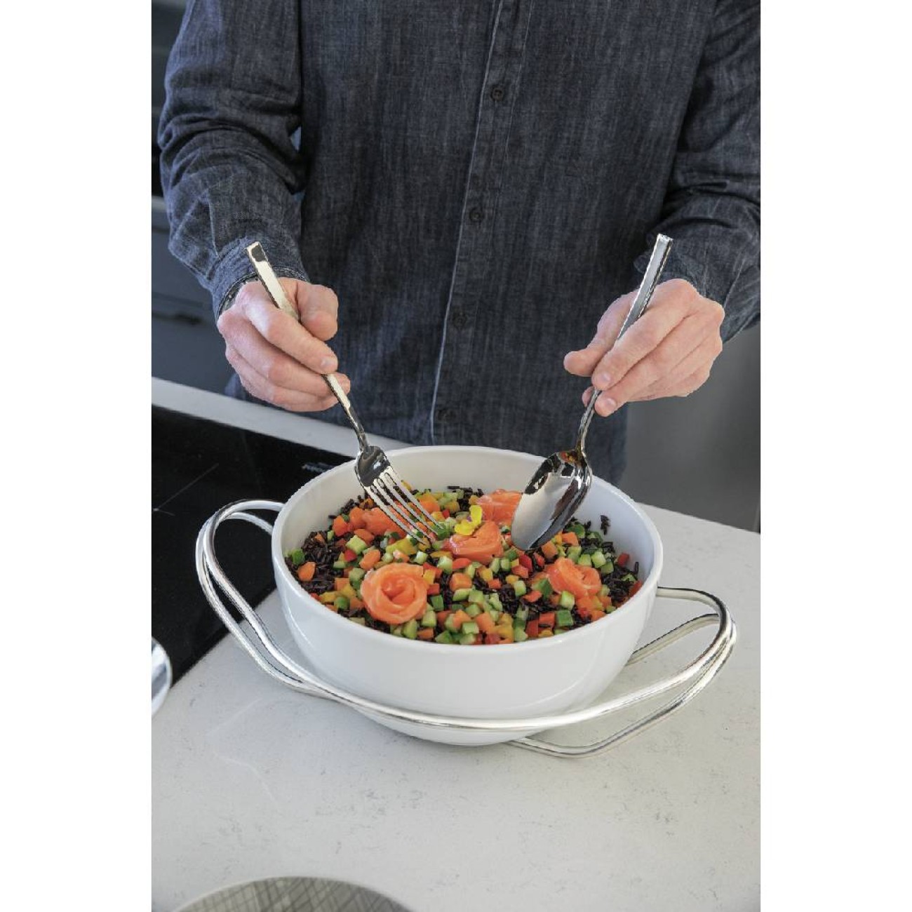 Sambonet Σετ σαλάτας 2τεμ. Σείρα Rock pvd black Σερβίρισμα σαλάτας