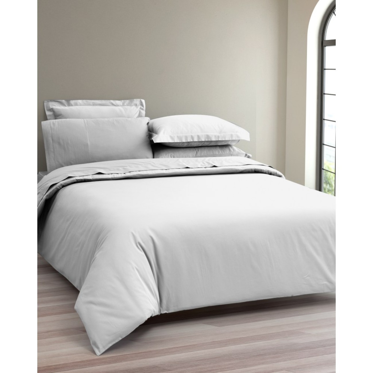 Lasa Home Σετ παπλωματοθήκη 240Χ220εκ. & 2 μαξιλαροθήκες γκρι ανοικτό σειρά Silk Λευκά Είδη