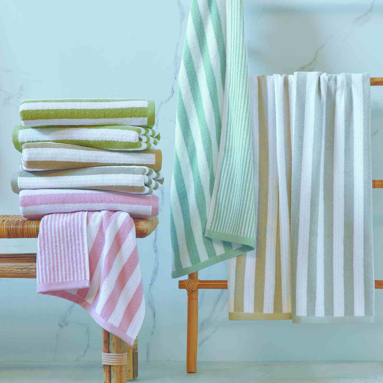 Lasa Home Πετσέτα διπλής όψης σώματος 100Χ150εκ. πράσινο σειρά Efficience Stripes Πετσέτες