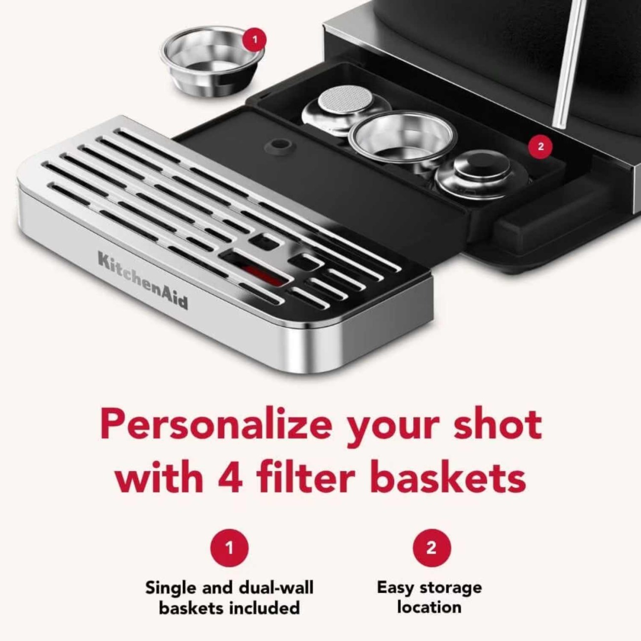 KitchenAid Μηχανή εσπρέσσο με μύλο άλεσης ημιαυτόματη Cast Iron Black 