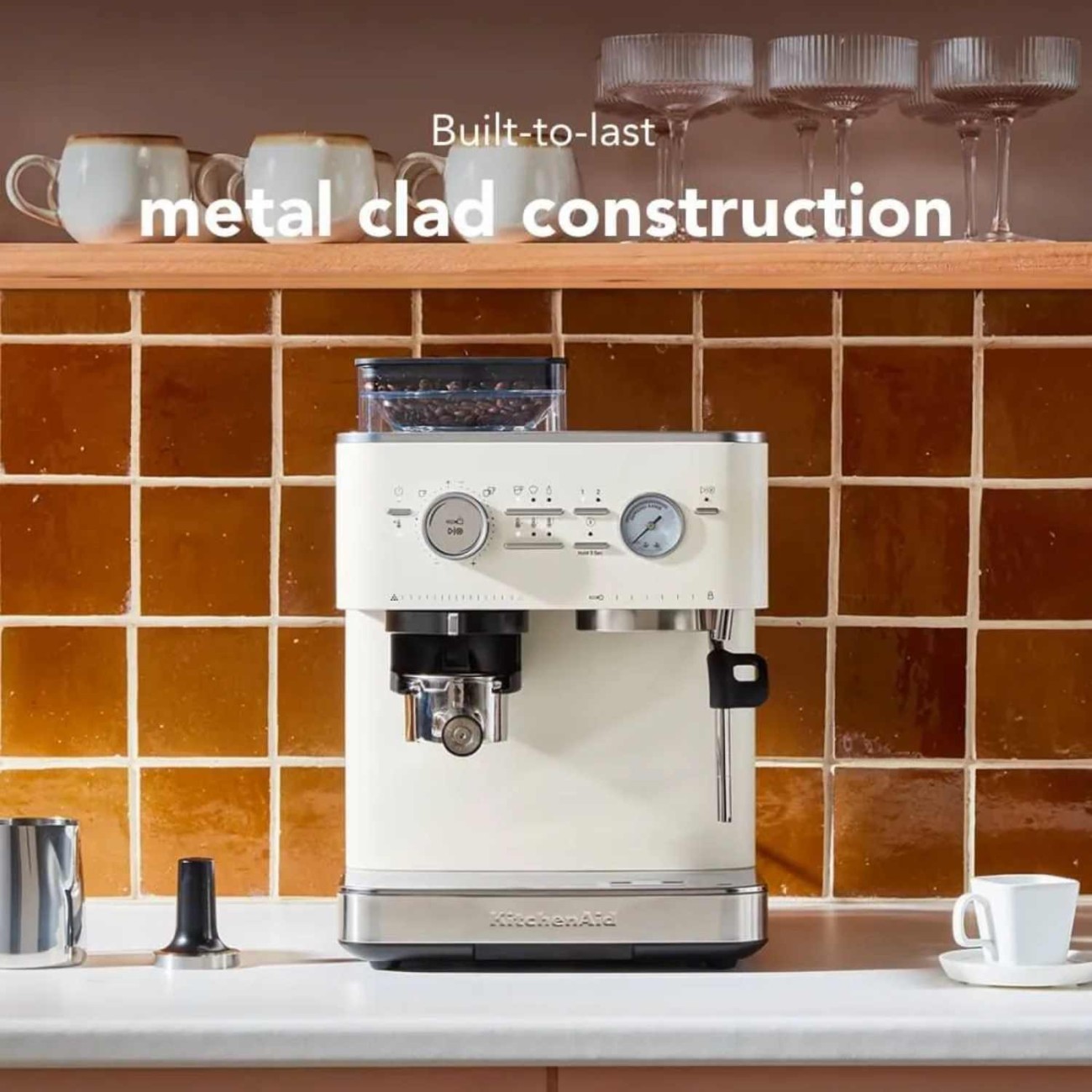 KitchenAid Μηχανή εσπρέσσο με μύλο άλεσης ημιαυτόματη Porcelain White Αυτόματες Καφετιέρες