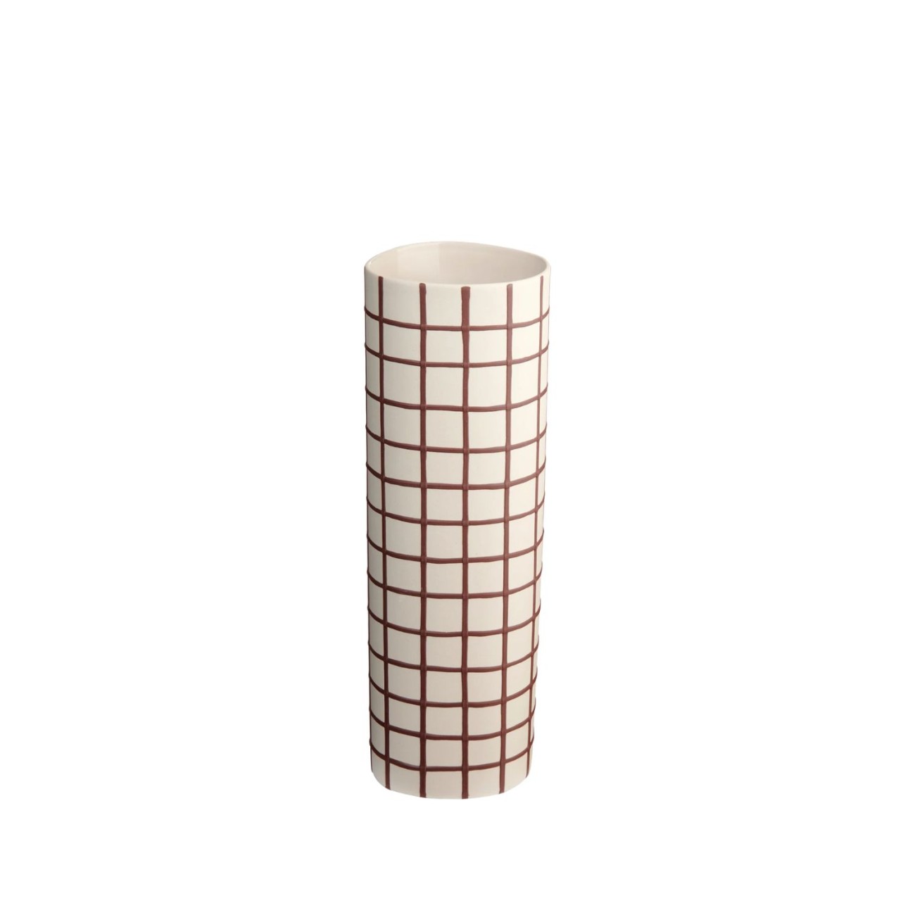 ASA Selection Βάζο καρό μπεζ/μπορντώ 25xΦ8εκ σειρά Lines & squares Βάζα