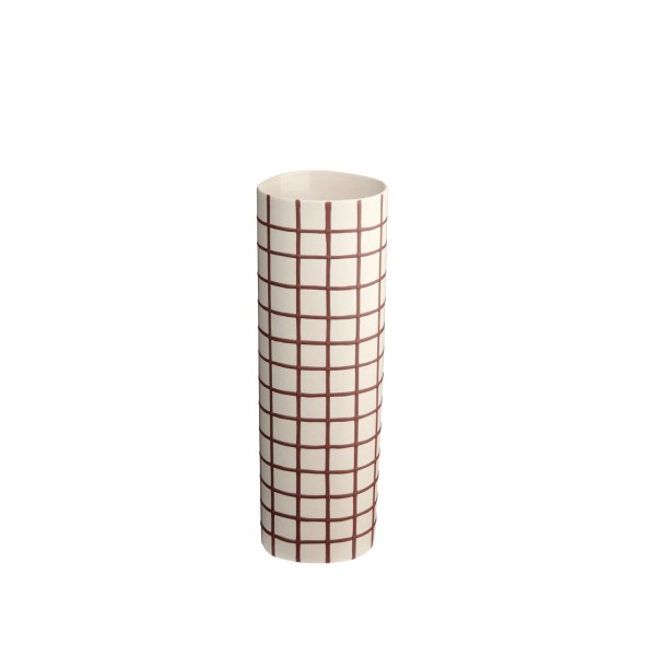 ASA Selection Βάζο καρό μπεζ/μπορντώ 25xΦ8εκ σειρά Lines & squares

