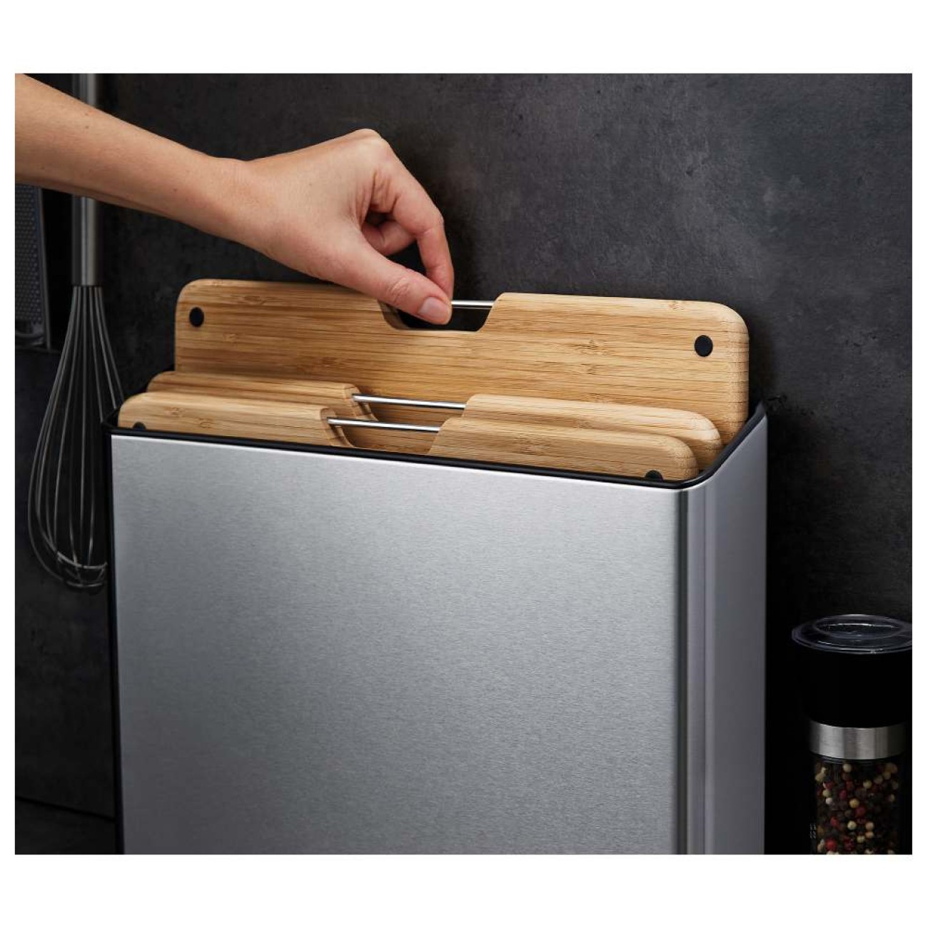 Joseph Joseph Βάσεις κοπής σετ 4τεμ. ασημί/Bamboo σειρά Folio Steel  BBQ Party