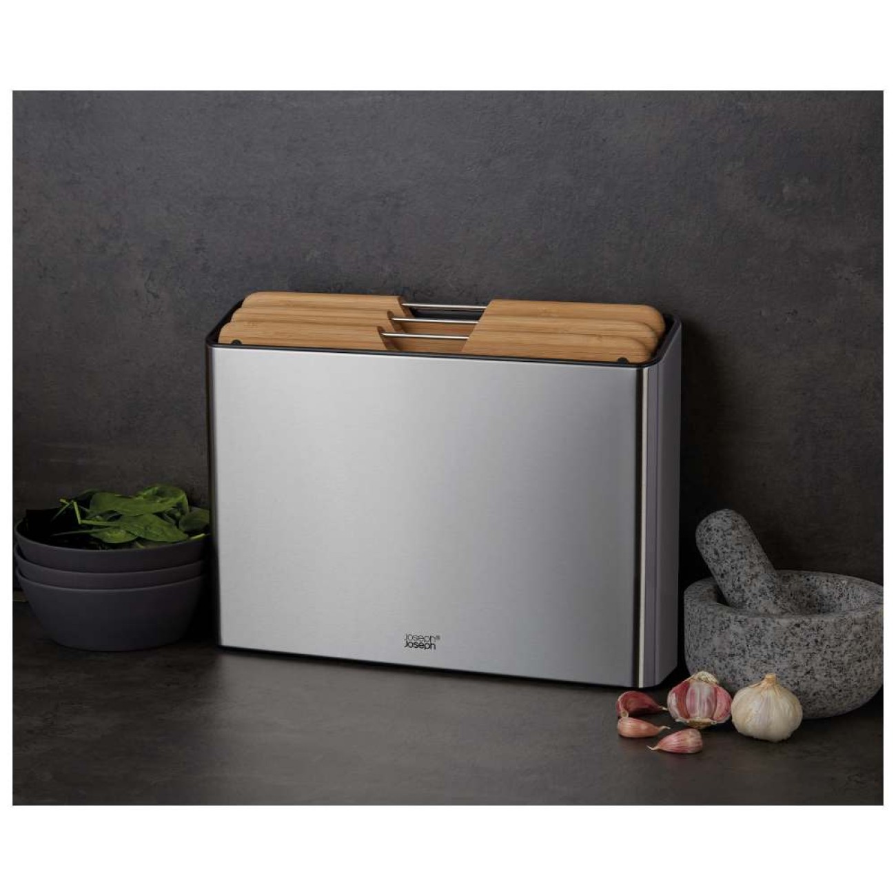 Joseph Joseph Βάσεις κοπής σετ 4τεμ. ασημί/Bamboo σειρά Folio Steel  BBQ Party