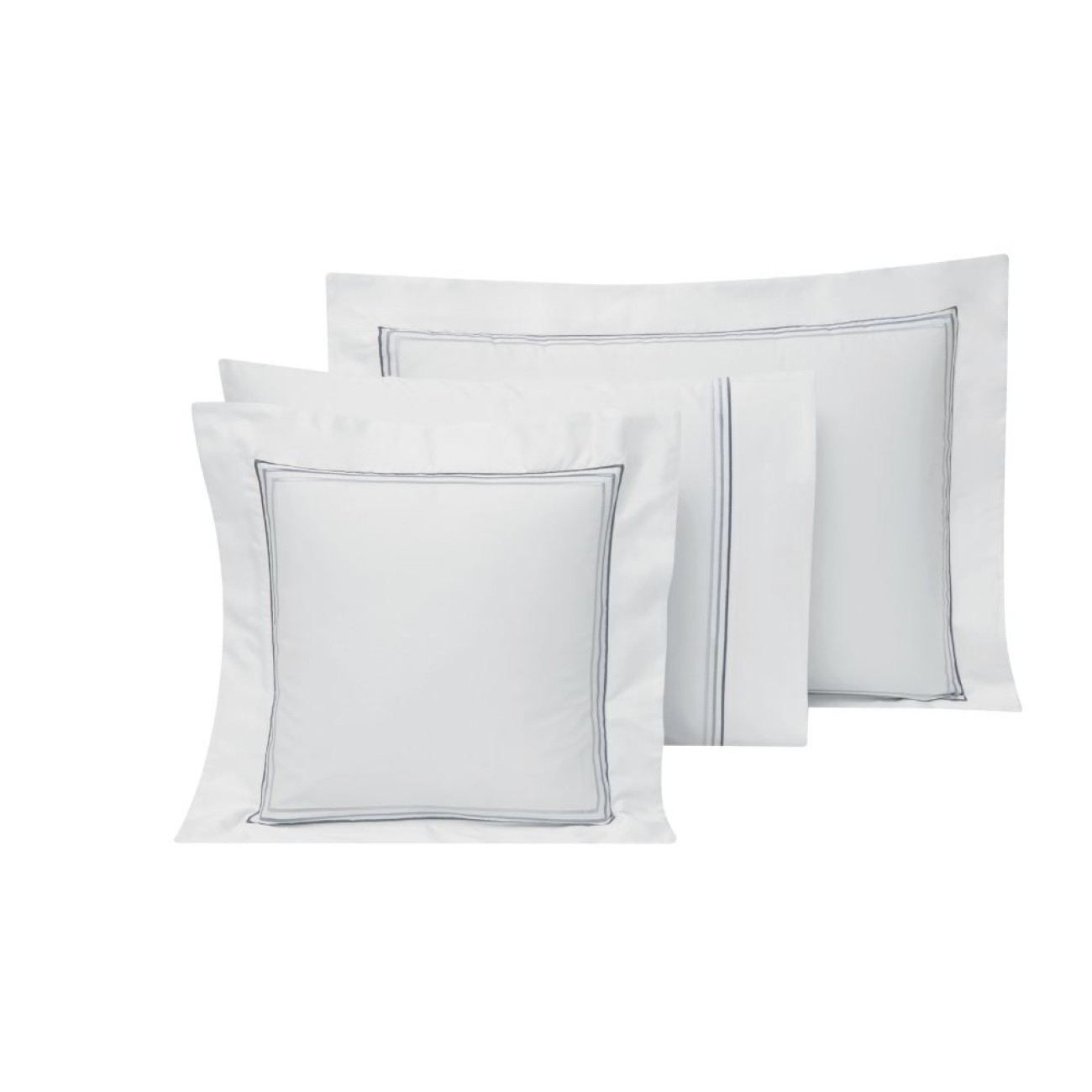 Valeron Σετ σεντόνια 240x260εκ/270x290εκ. & 2 μαξιλαροθήκες λευκό/ανθρακί σειρά Trio Σετ σεντόνια