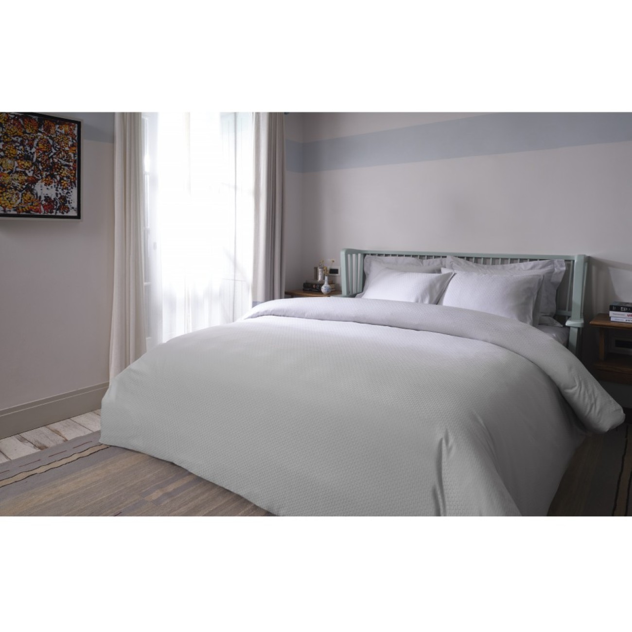 Valeron Σετ σεντόνια 240x260εκ/270x290εκ. & 2 μαξιλαροθήκες γκρι ανοικτό σειρά Savio Σετ σεντόνια