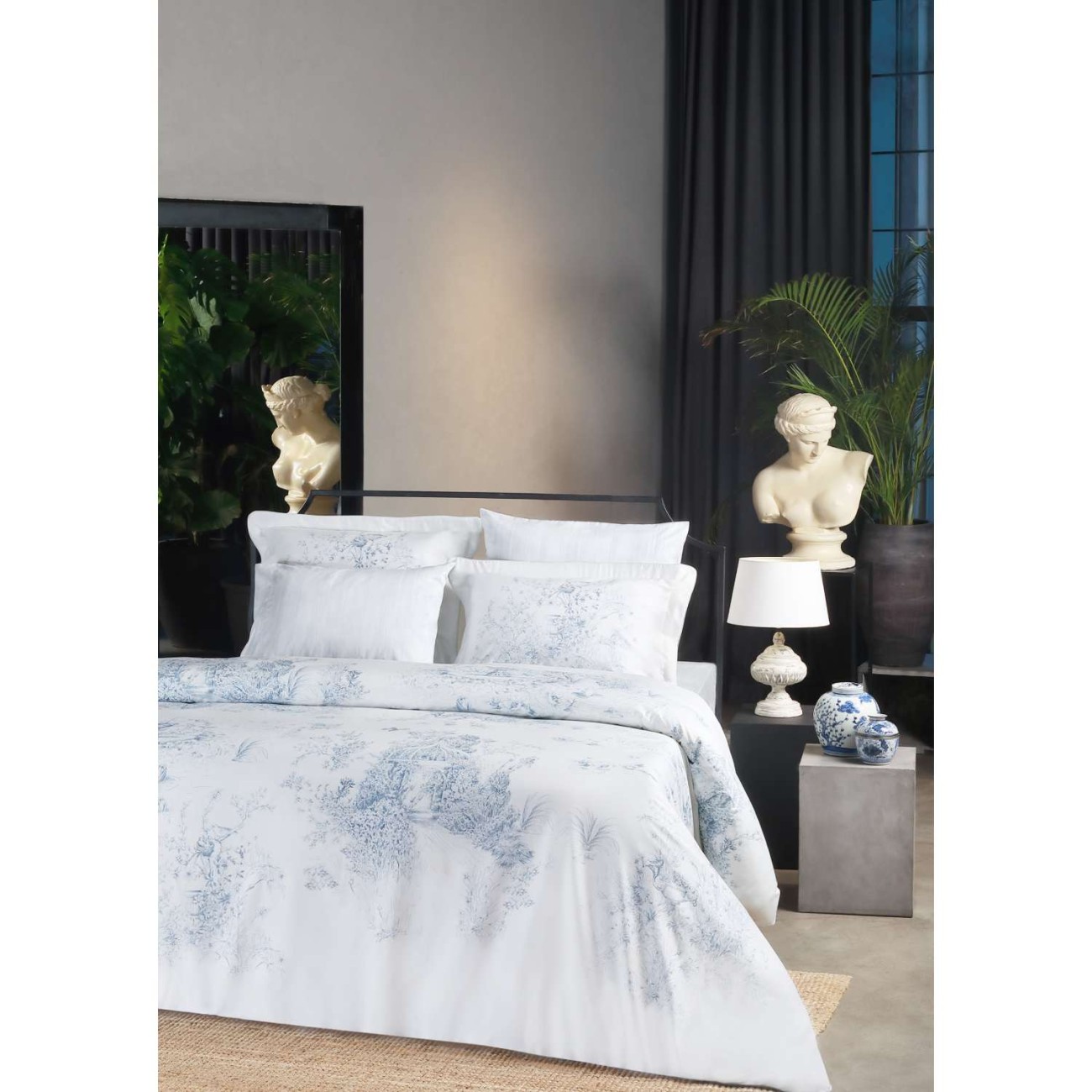 Valeron Σετ σεντόνια 240x260εκ./270x290εκ. & 2 μαξιλαροθήκες μπλε σειρά Bijou Σεντόνια