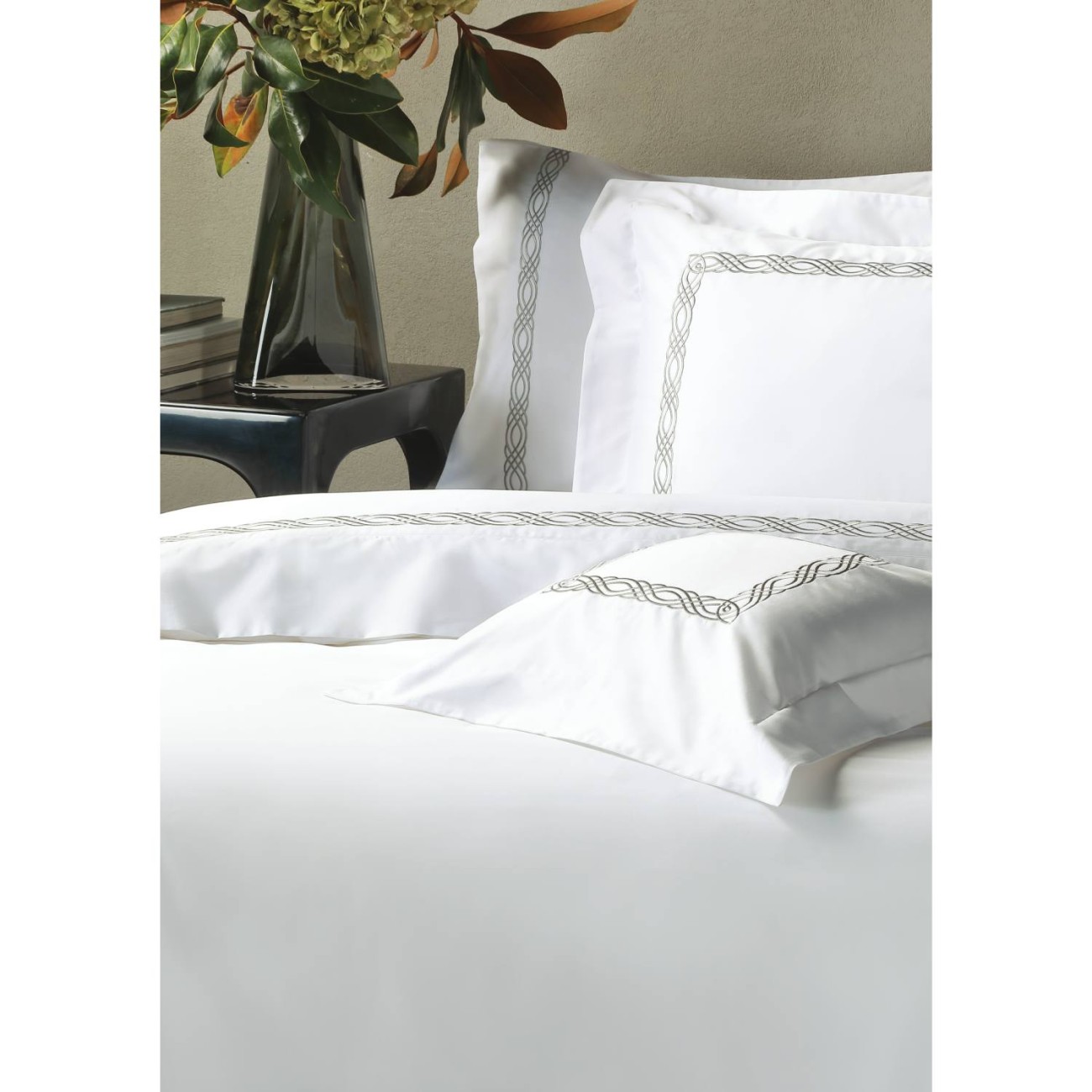Valeron Σετ σεντόνια 240x260εκ/270x290εκ. & 2 μαξιλαροθήκες λευκό/γκρι σειρά Halcyon Σεντόνια