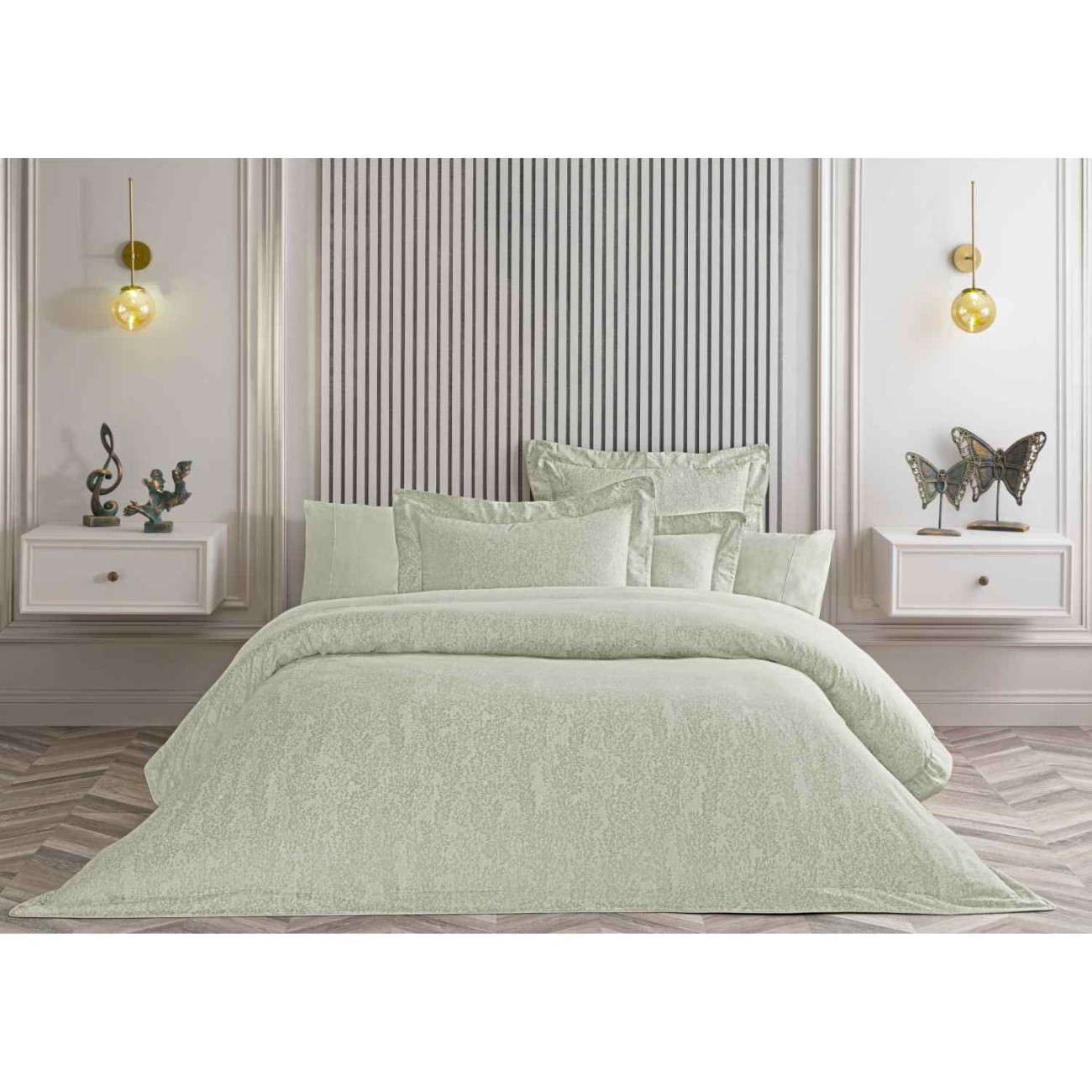 Valeron Σετ σεντόνια 240x260εκ/270x290εκ. & 2 μαξιλαροθήκες mint σειρά Loire Σεντόνια
