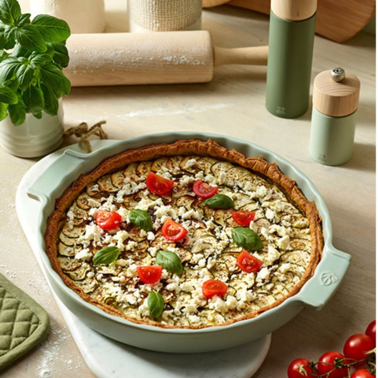 Peugeot Σκεύος τάρτας 28 εκ βαθύ Sage Green σειρά Appolia Πυρίμαχα Σκεύη - Ταψιά