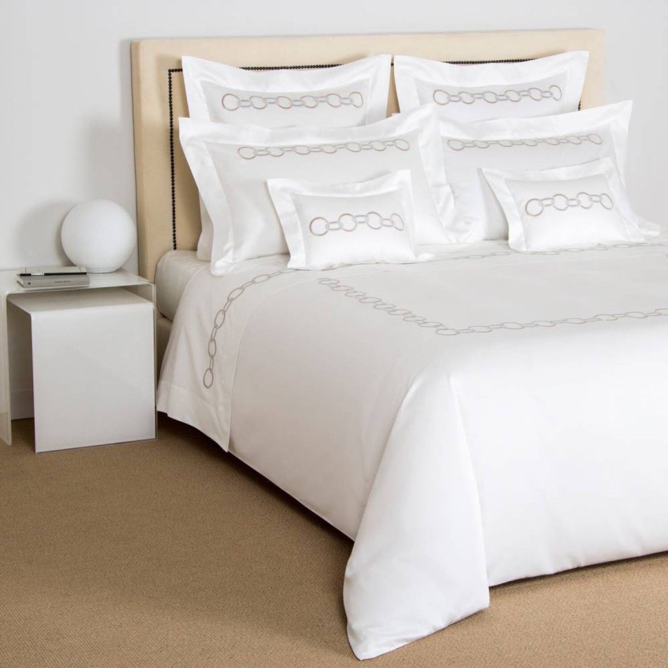 Frette Παπλωματοθήκη 240Χ220εκ. χρώμα savage beige/cliff grey 100% βαμβάκι σειρά Links Embroidered Παπλωματοθήκες