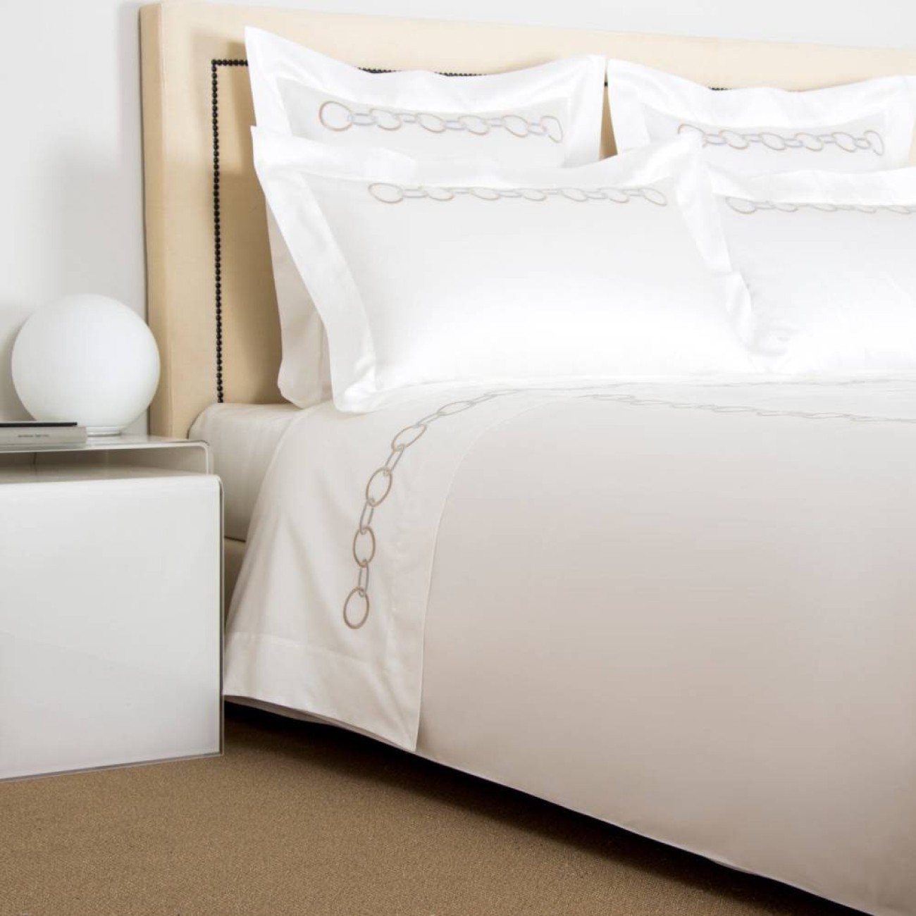 Frette Παπλωματοθήκη 240Χ220εκ. χρώμα savage beige/cliff grey 100% βαμβάκι σειρά Links Embroidered Παπλωματοθήκες