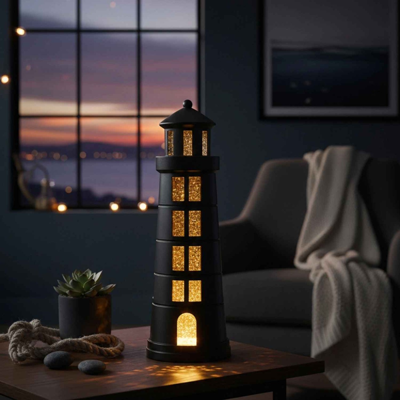 Sompex Φάρος 30 εκ. Black Led σειρά Glamor Χριστουγεννιάτικα