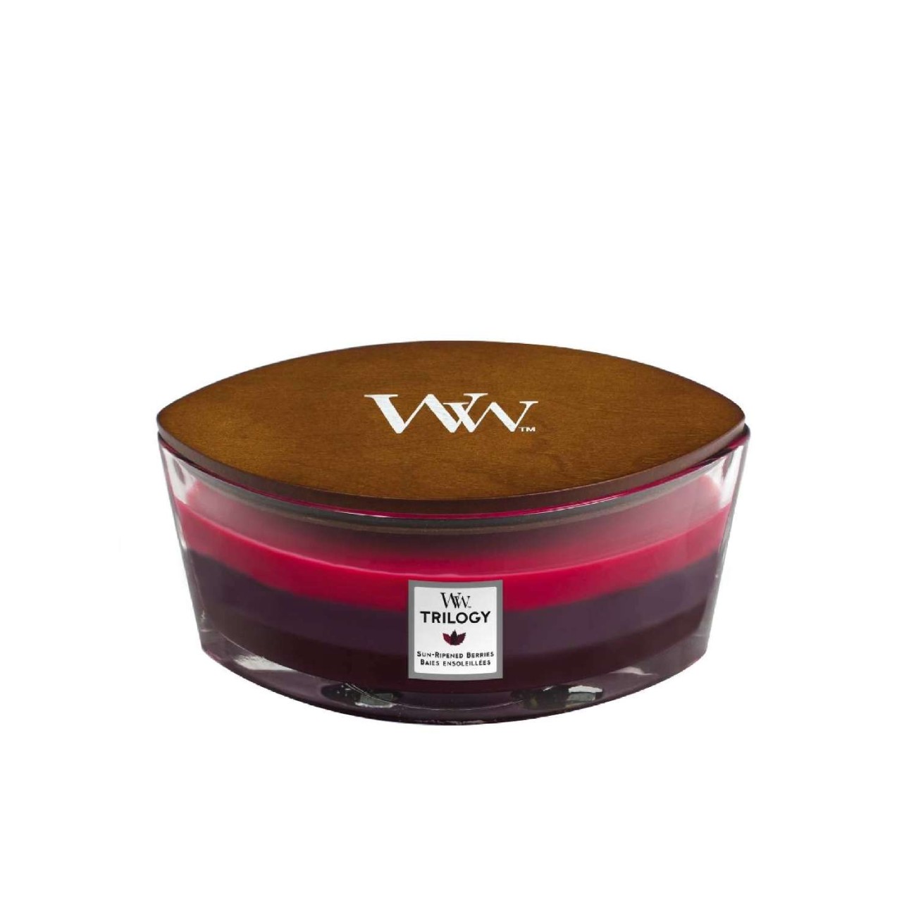 WoodWick Αρωματικό Κερί σε Γυάλινο Δοχείο Trilogy σειρά Sun Ripened Berries
 Γυάλινα δοχεία Woodwick