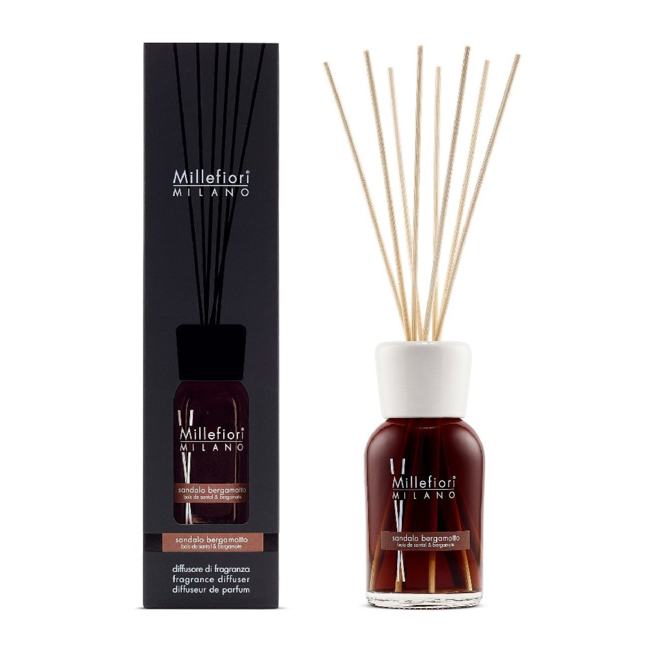 Millefiori Αρωματικά χώρου με στικς 250ml σειρά Σανδαλόξυλο και Περγαμόντο Milano    Αρωματικά Στικς