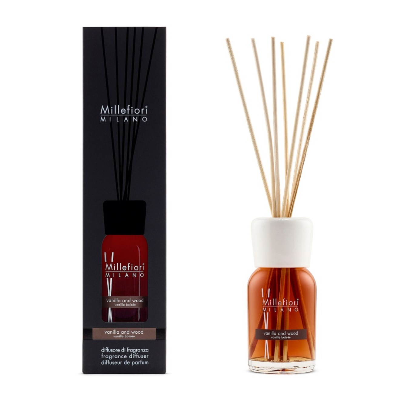 Millefiori Αρωματικά χώρου με στικς 100ml σειρά Βανίλια & Ξύλο Milano Αρωματικά Στικς