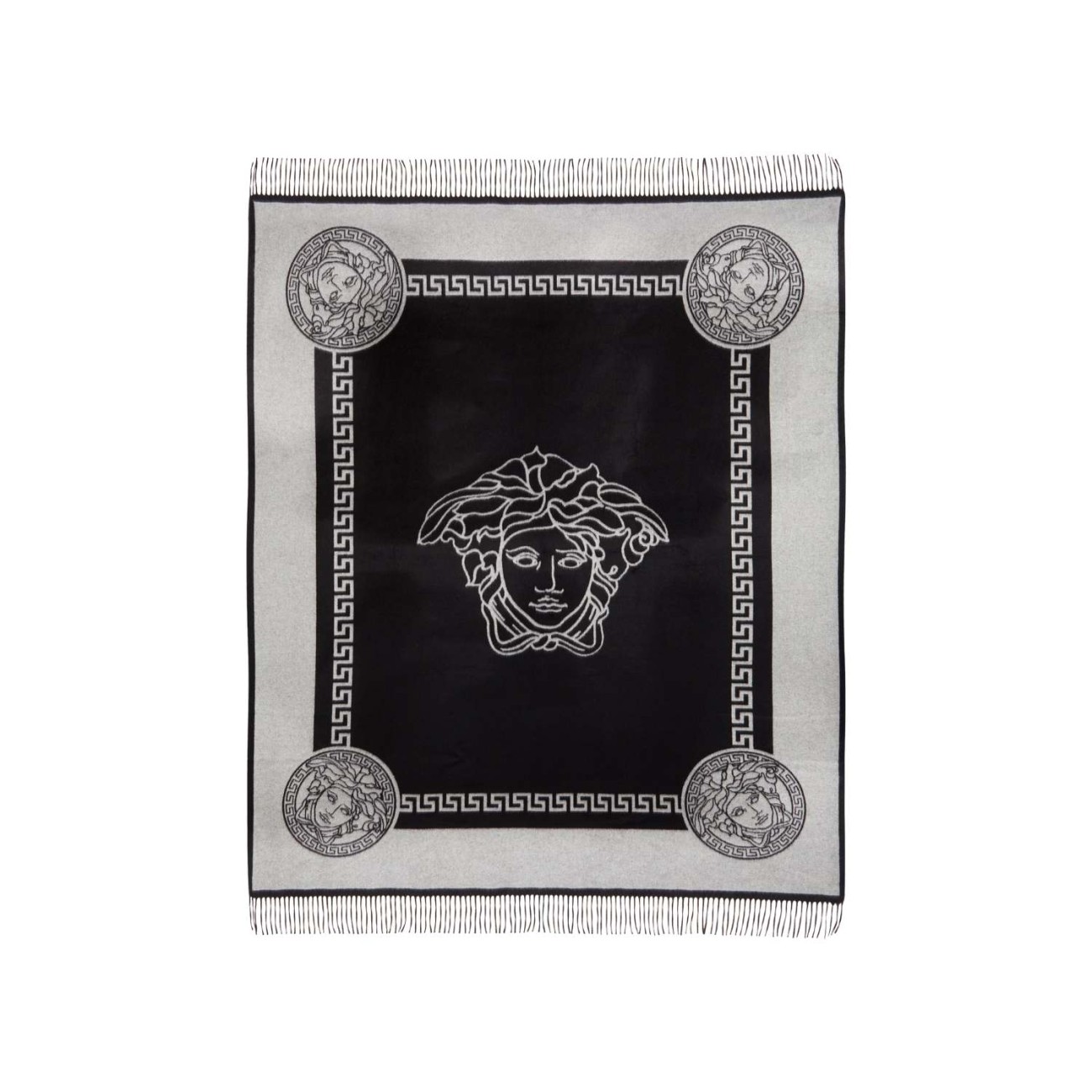 Versace Ριχτάρι 180x140cm γκρι/μαύρο σειρά Medusa Μαξιλάρια/Throws