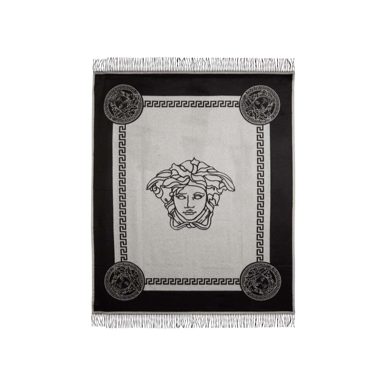 Versace Ριχτάρι 180x140cm γκρι/μαύρο σειρά Medusa Μαξιλάρια/Throws