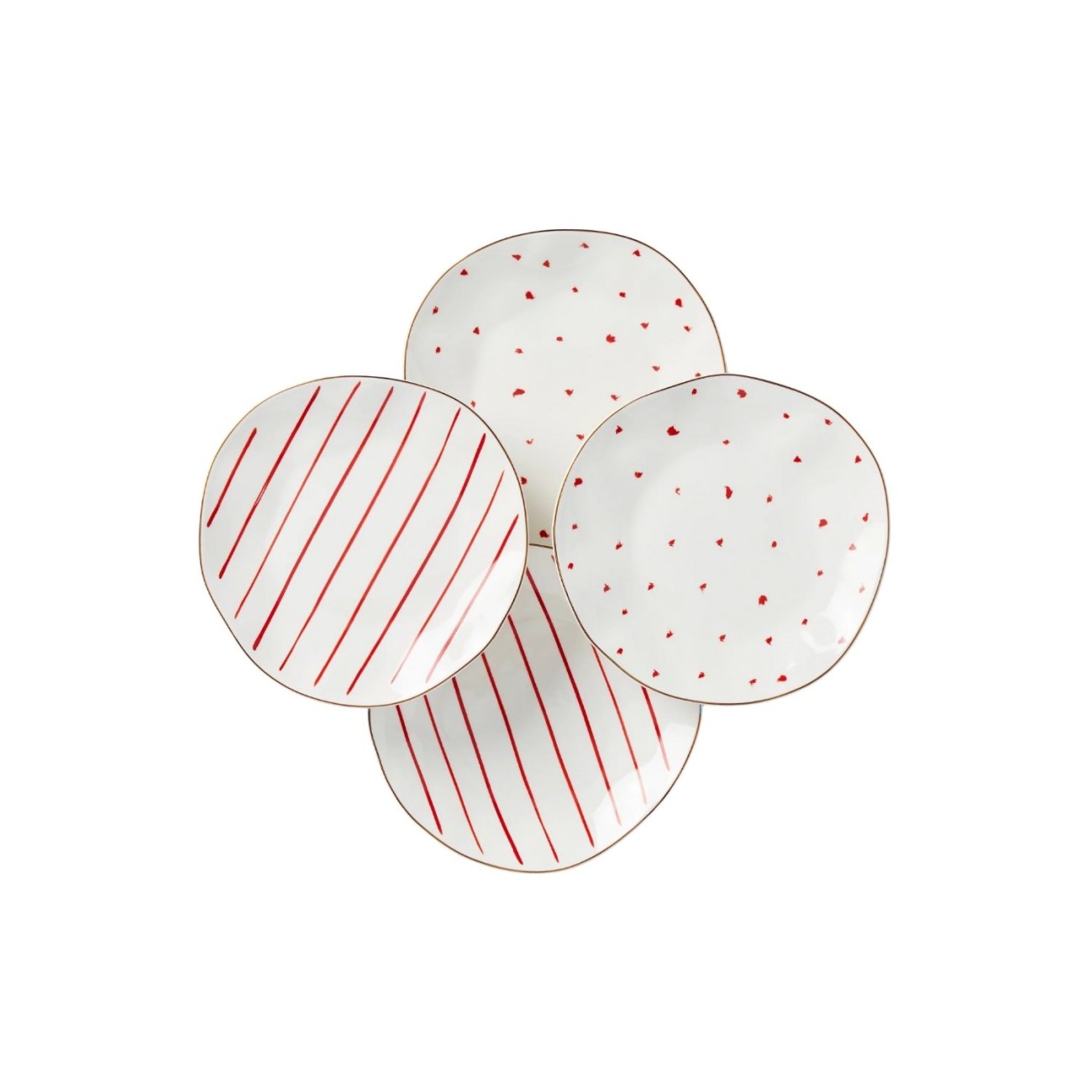 Lenox Σετ 4 τεμ. πιάτα φρούτου 20,5εκ λευκό/κόκκινο σειρά Garnet Bay Πιάτα φρούτου/γλυκού