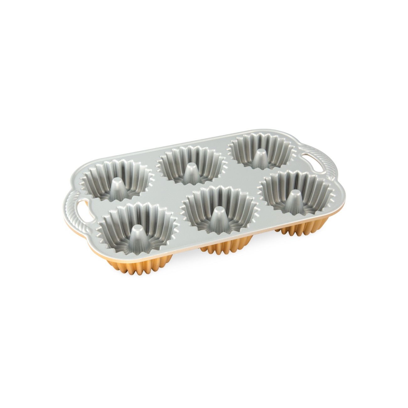 Nordic Ware Φόρμα για 6 μικρά κέικ με τρύπα Brilliance 38x23x5εκ. σειρά Premier Gold Φόρμες Κέικ