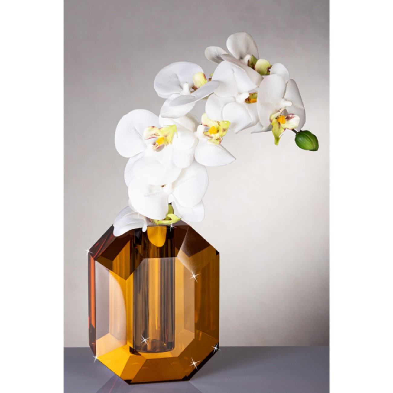 Ranoldi Βάζο amber 12X8X15cm σειρά Diamond Crystal Βάζα