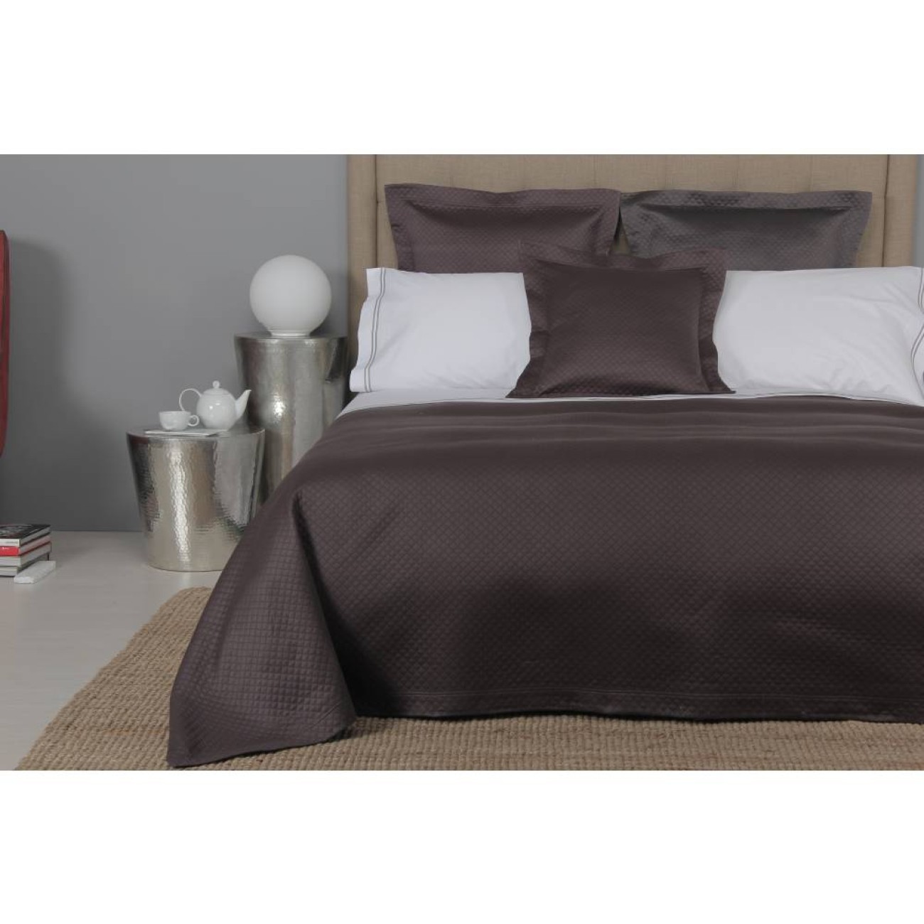 Frette Κάλυμμα κρεβατιού πικέ 240Χ260εκ. ζακάρ χρώμα γκρι 100% βαμβάκι σειρά Melody Καλύμματα