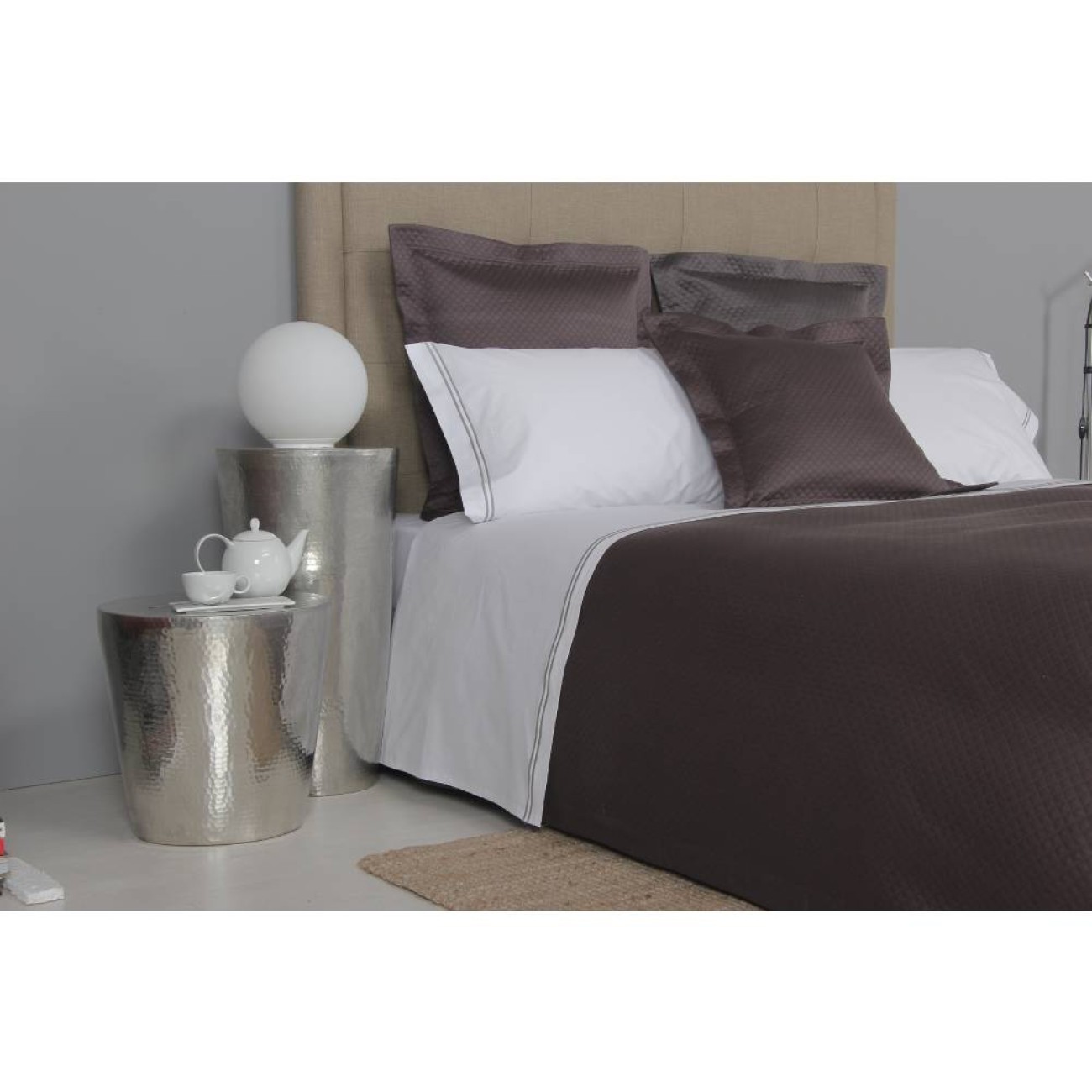 Frette Κάλυμμα κρεβατιού πικέ 240Χ260εκ. ζακάρ χρώμα γκρι 100% βαμβάκι σειρά Melody Καλύμματα