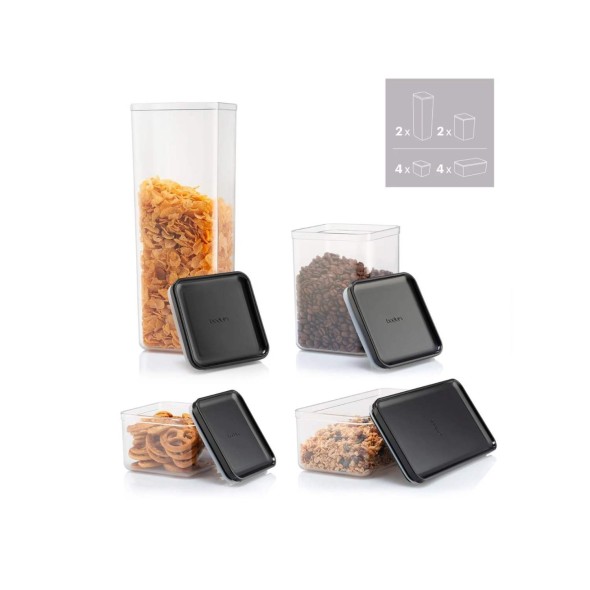 Bodum Σετ 12 δοχείων αποθήκευσης 4x1L, 2x1.2L, 4x0.5L, 2x2.6L Black σειρά BODUM σειρά Canteen Bodum Σετ 12 δοχείων αποθήκευσης 4x1L, 2x1.2L, 4x0.5L, 2x2.6L Black σειρά BODUM σειρά Canteen