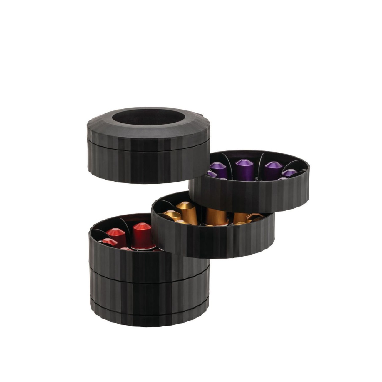 Alessi Θήκη με 5 περιστρεφόμενα ράφια για κάψουλες εσπρεσσο (40 θέσεων) Black σειρά Plisee 
