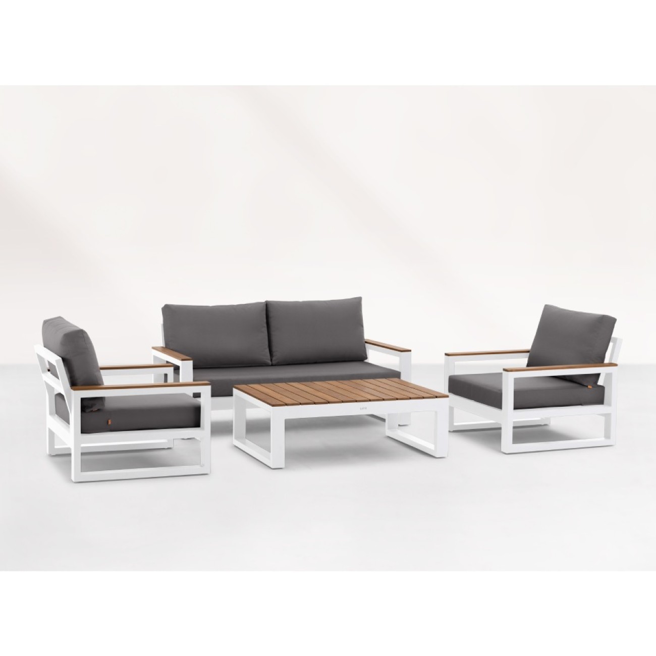 Life Outdoor Living Σαλονάκι λευκό/γκρι/teak σετ 4 τεμ. σειρά Soho Έπιπλα Κήπου